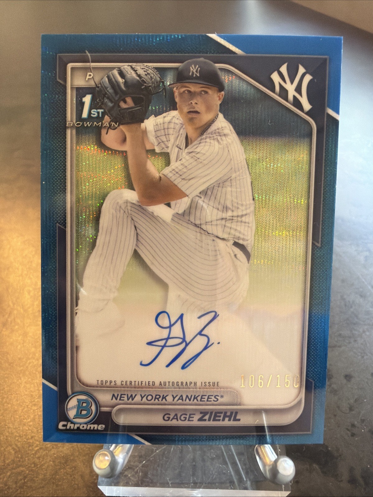 2024 Bowman Draft Gage Ziehl Chrome Auto Blue Wave Refractor 1st /150