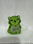 Fenton Hand Painted Uranium Glass Raccoon Figurine Signed by Artist