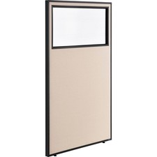 Office Partition Panel With Partial Window 36-1/4"W x 60"H Tan