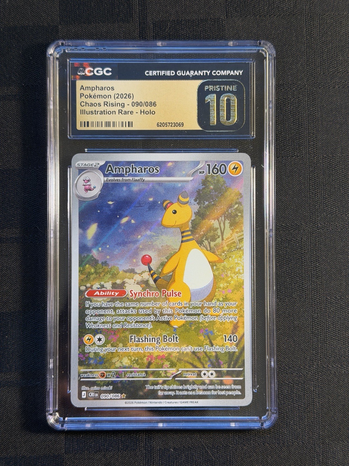 2026 Pokemon Chaos Rising Ampharos Illustration Rare #090/086 CGC 10 Pristine