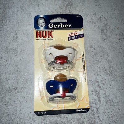 Gerber NUK Orthodontic Pacifiers Size 3 Toddler 18M+ 2 Pack Rubber Latex Blue