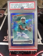 2020 Panini Donruss Rated Rookie Tua Tagovailoa Blue White Bx 1/1 Auto PSA 10 RC