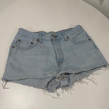 Levis 501 High Rise Cut Off Denim Shorts Light Wash Blue 32317-0107 Size 29