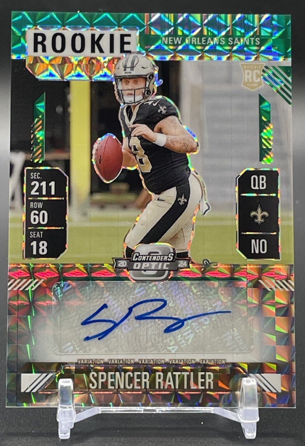 Spencer Rattler Panini Zenith Contenders Optic Rookie Ticket Variation Rps Preview Autographs #PVSRA Green