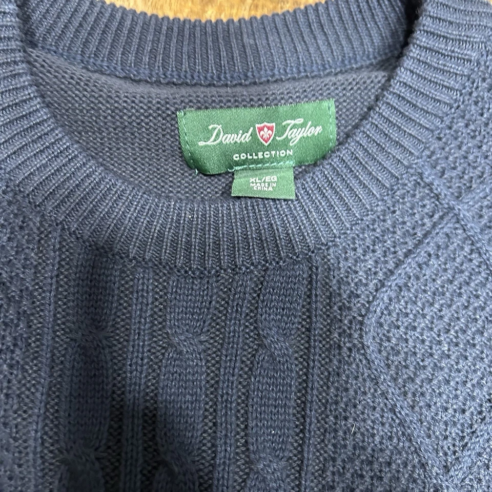 David Taylor синий кабель вязаный свитер мужской XL 100% хлопок - Изображение 3 из 4