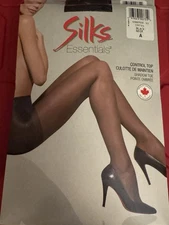 x5 Silks Essentials Control Top Pantyhose Black Size A (F)