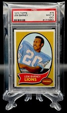 1970 Topps Lem Barney #75 PSA MINT 9(oc) Detroit Lions Legend Hall of Fame