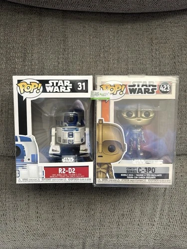 Funko Pop! Vinyl Star Wars R2-D2 #31 & Concept Series C-3PO #423 Bobblehead Set