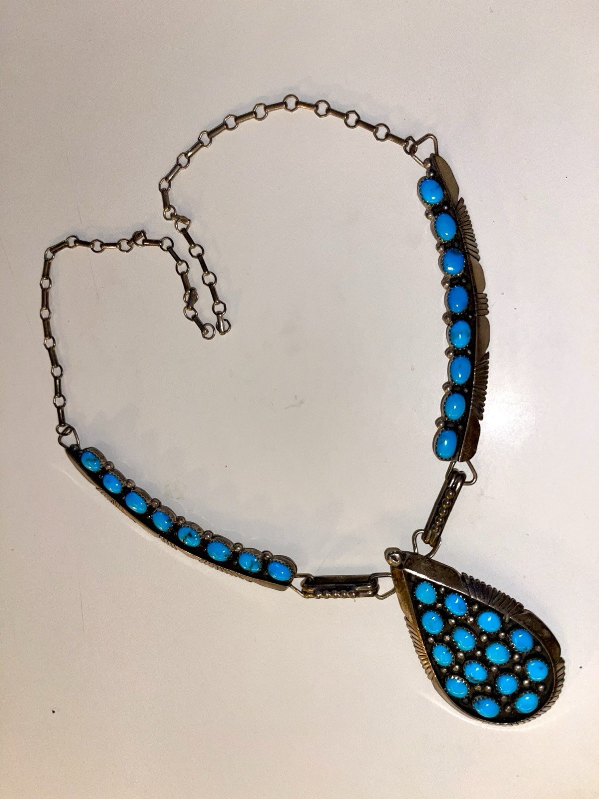 Signed VB Native American Statement Necklace NAVA… - image 1