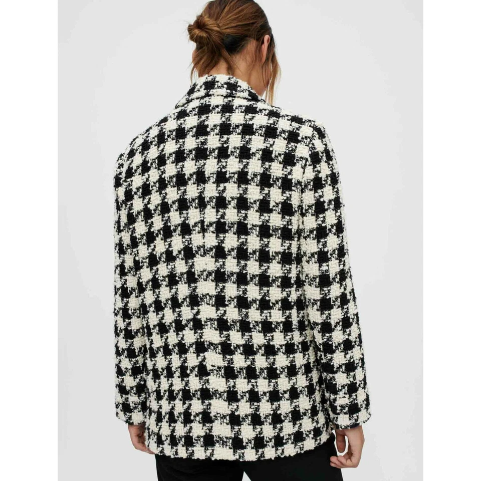 Куртка двубортная Maje шерстяная смесь гончая черная белая размер 36 - Изображение 3 из 4