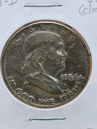 1954-D Franklin Half Dollar Raw VF (Details)
