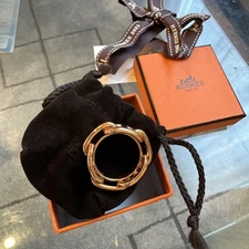 Hermes Chaine d'Ancre Scarf Ring Leather Necklace Jewelry Used