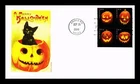 DR JIM STAMPS US COVER HALLOWEEN JACK O LANTERNS FDC SETENANT PANDA CACHET