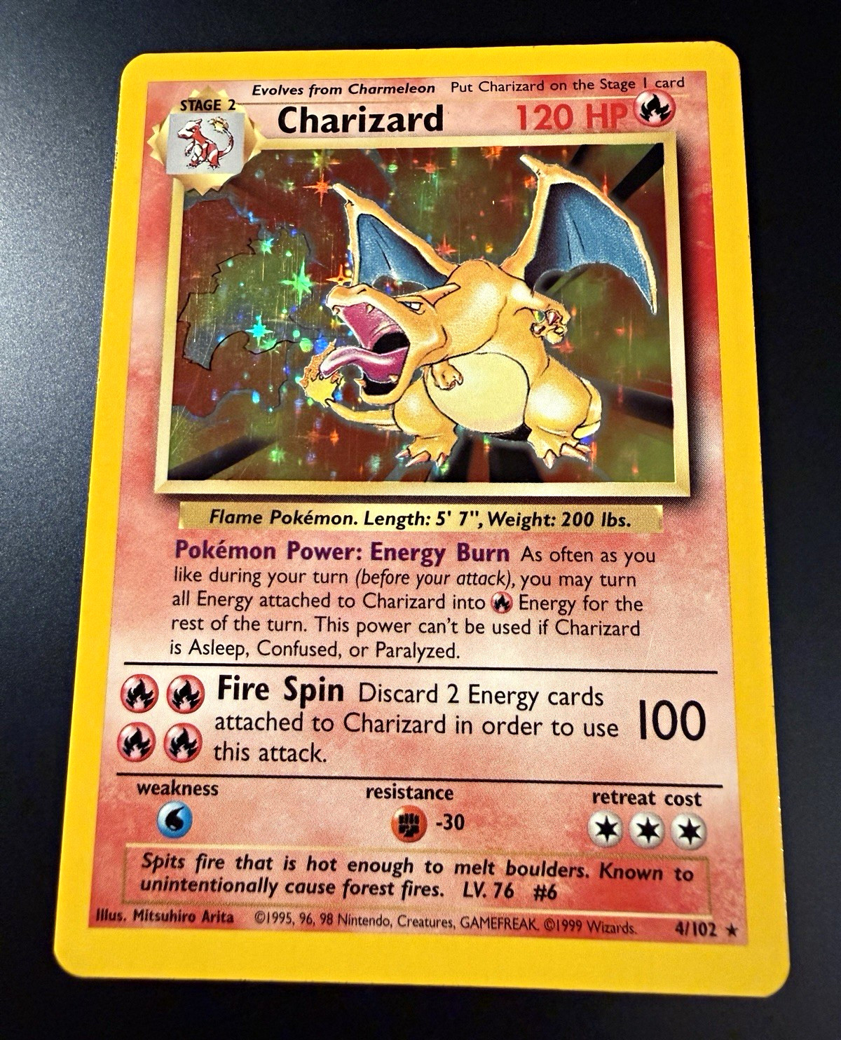 Pokemon TCG Charizard 4/102 Base Set Holo Rare LP