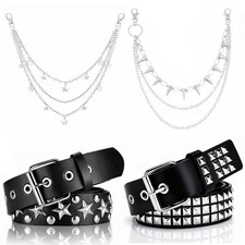 4-Piece Studded Belt Set with Pyramid Studs and Star Belt, Y2K Goth Punk Rock...