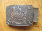 MASSIVE VINTAGE COPPER BUCKLE LIETUVA LITHUANIA