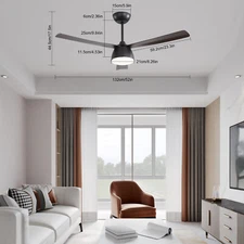 52" LED Ceiling Fan Light w/ Remote Control 6 Speeds Settings Timing Option