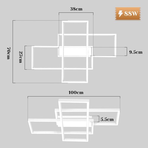 40W LED Deckenleuchte Wohnzimmer Modern Deckenlampe Dimmbar Fernbedienung 100cm - Bild 11 von 16