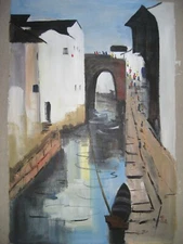 Oil painting"Jiang Nan Vallage" hand painted on canvas By Wu Guanzhong 吴冠中