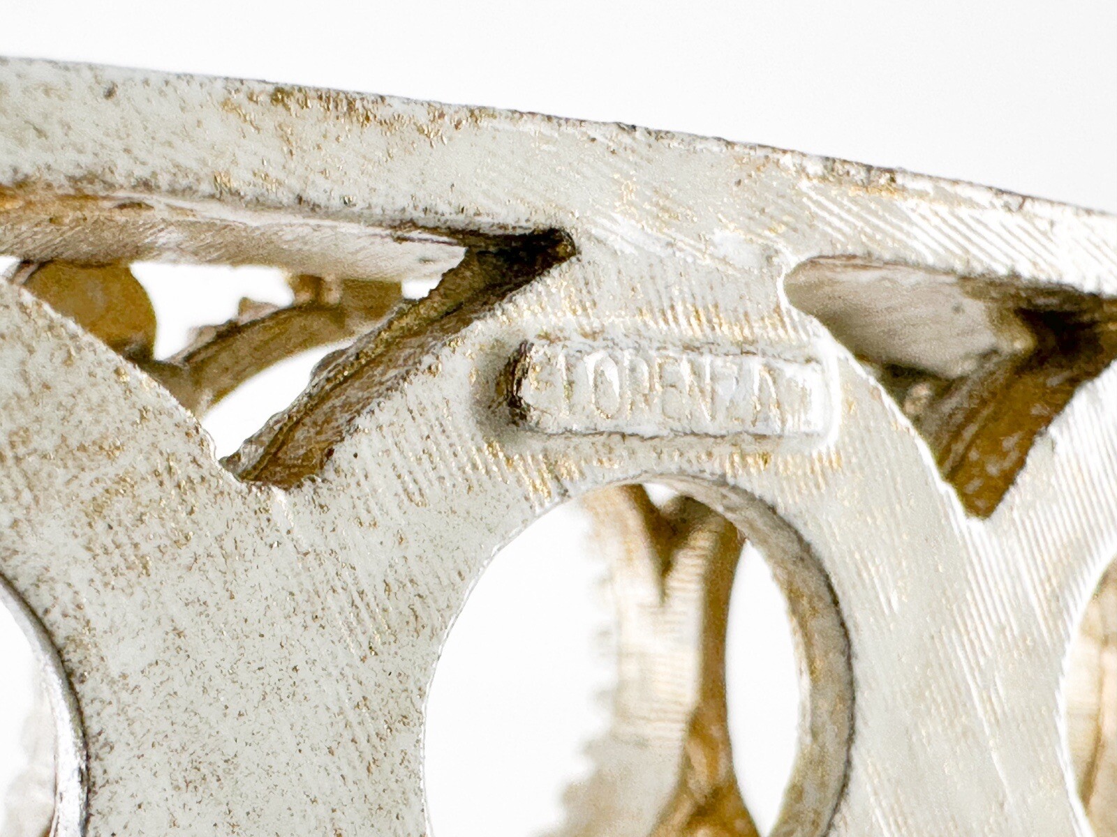 Vintage Florenza Lipstick Holder Ornately Painted Cast Metal Diamond 9