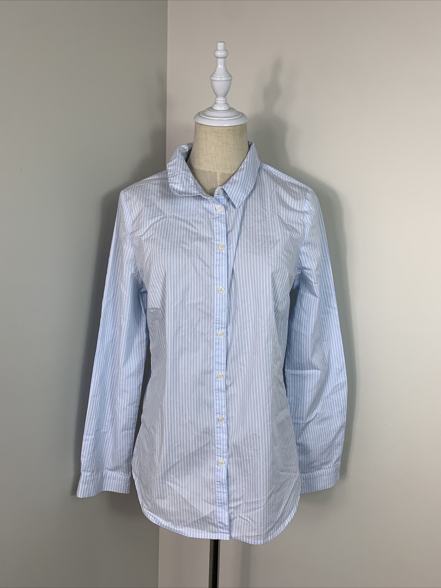 KHOKO SMART Women's Blue White Striped Long Sleeve Top Size 10