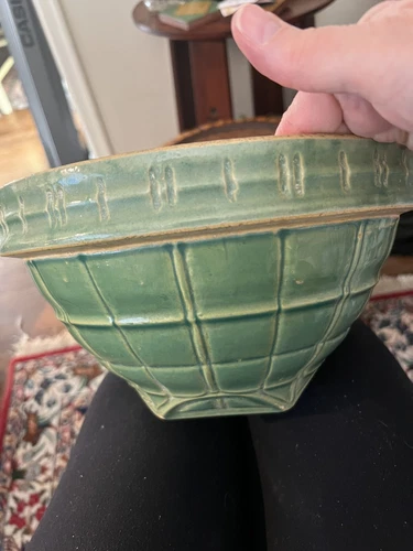 Vintage McCoy Pottery Green Windowpane Bowl #10