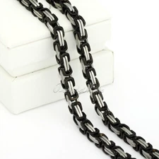 5mm Men's Black Silver Byzantine Necklace Chian Stainless Steel Jewelry 18-30"