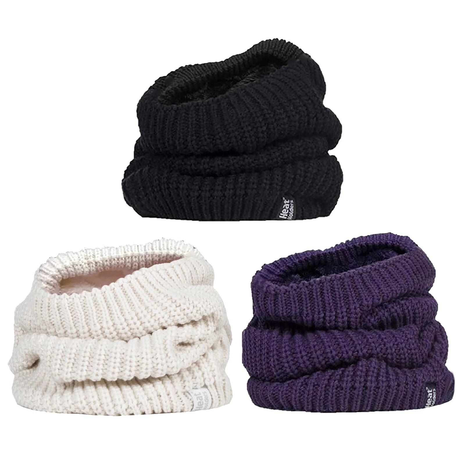 Heat Holders - Womens Winter Warm Fleece Lined Chunky Knit Thermal Neck Warmer