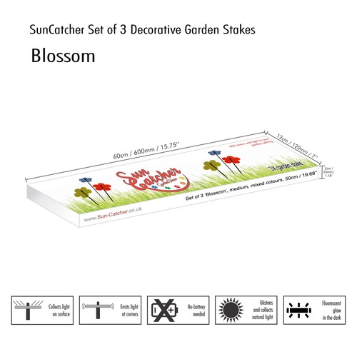 SunCatcher 3er Set: Blüte | bunt fluoreszierend Gartenpfahl Deko Ornament - Bild 22 von 33