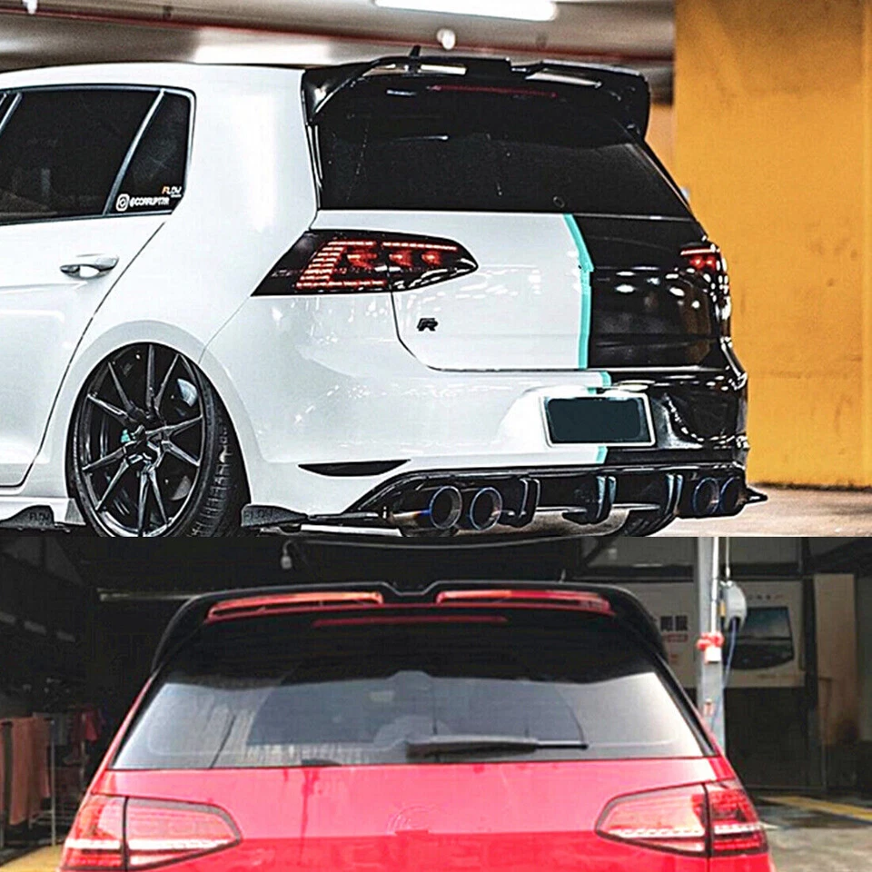 For   GOLF Mk7 GTI & R 15+ Gloss Black Rear Roof Wing Lip Spoiler Body Kit - Image 4 of 4