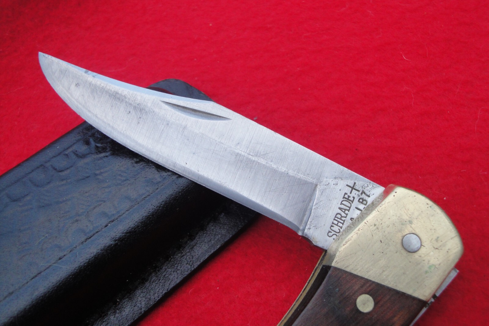 Vintage SCHRADE Uncle Henry LB7 Folding Lockback Knife USA with leather