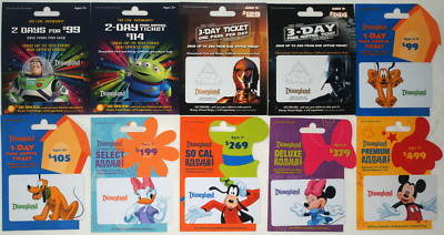 10 Different DISNEYLAND Passport Disney Gift Cards 2012: Star Wars/Tours, Buzz++