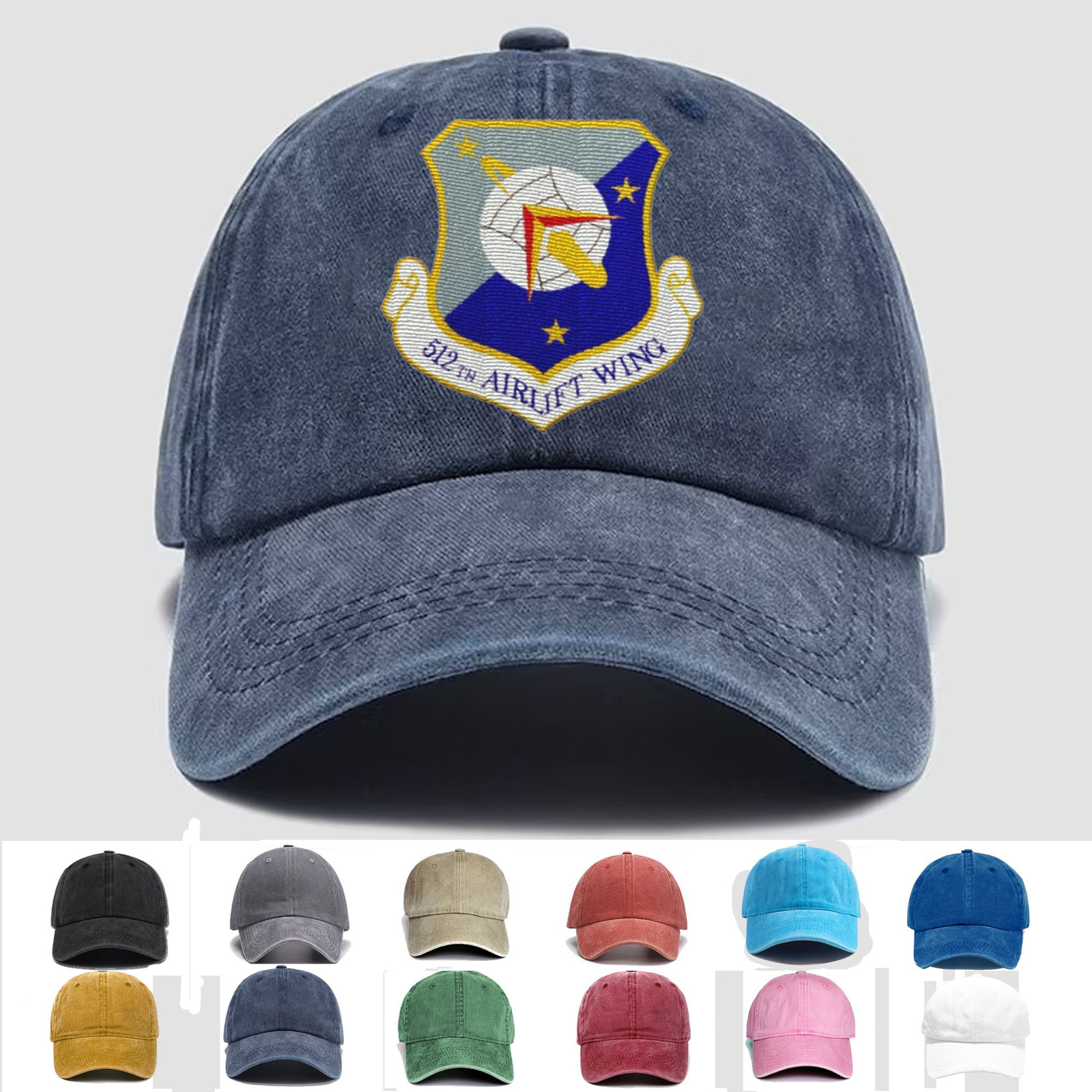 Custom Embroidered Hat 512th Airlift Wing, Veteran Cap, Trucker Hat, Gift Idea
