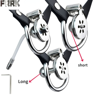 2024FAAK Stainless Steel Negative Chastity Cage Device Male Flat Lock Ring Belt