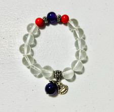 Women Girl Red Purple Clear Crystal Beaded Bracelet