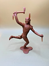 Marx Indian w/ Knife  Hatchet 5-1/2" Tan Plastic Native American Figure