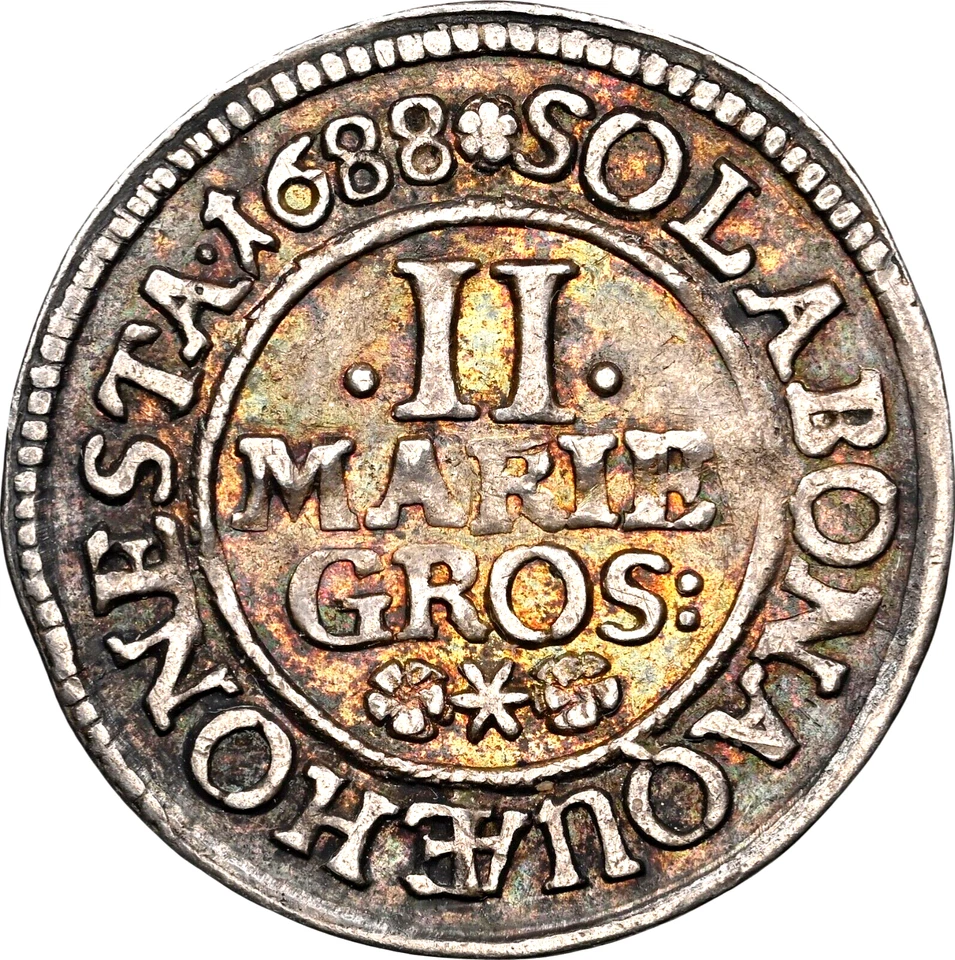 1688 Estado alemán Brunswick Luneburg Calenberg Wildman 2 Mariengroschen NGC XF45 Foto 2 de 3