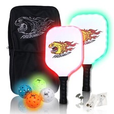 FireBomb Glowing Rechargable LED Picklebomb Light Up Pickleball Kit -White