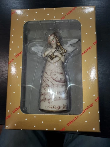Dillard's Trimmings Angel Ornament w/Harp music NEW in original packaging