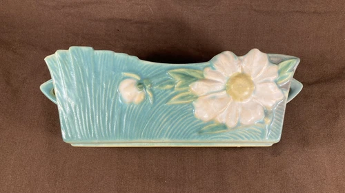 Roseville Pottery Green W/ Daisy Peony Blossom Art Deco Arts Crafts Decoration