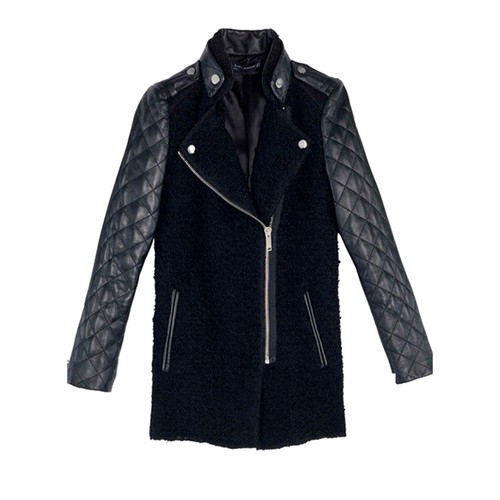 leather sleeve winter coat