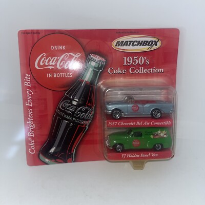 2001 Matchbox Coca Cola 1957 Chevrolet Bel Air and FJ Holden Panel Van