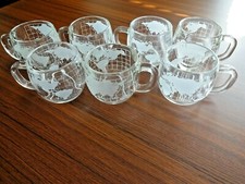 Lot of 6 THE NESTLE CO. Etched Clear Globe Glasses Mugs VTG 1970s