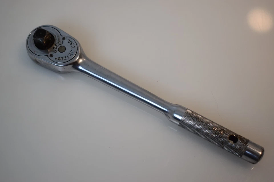 Wizard Tools H2831 Cabeza de Pera 1/2" Accionamiento Mango Moleteado Trinquete EE. UU. De Colección Foto 4 de 4