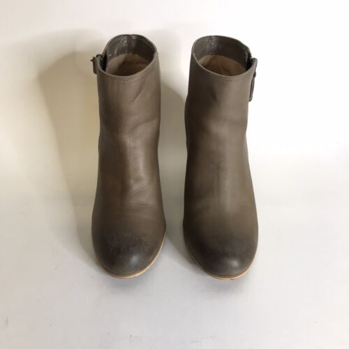 BP Womens Taupe Leather Distressed Ankle Boots, Side Zip, 3" Heel Size 7.5M - Picture 2 of 12