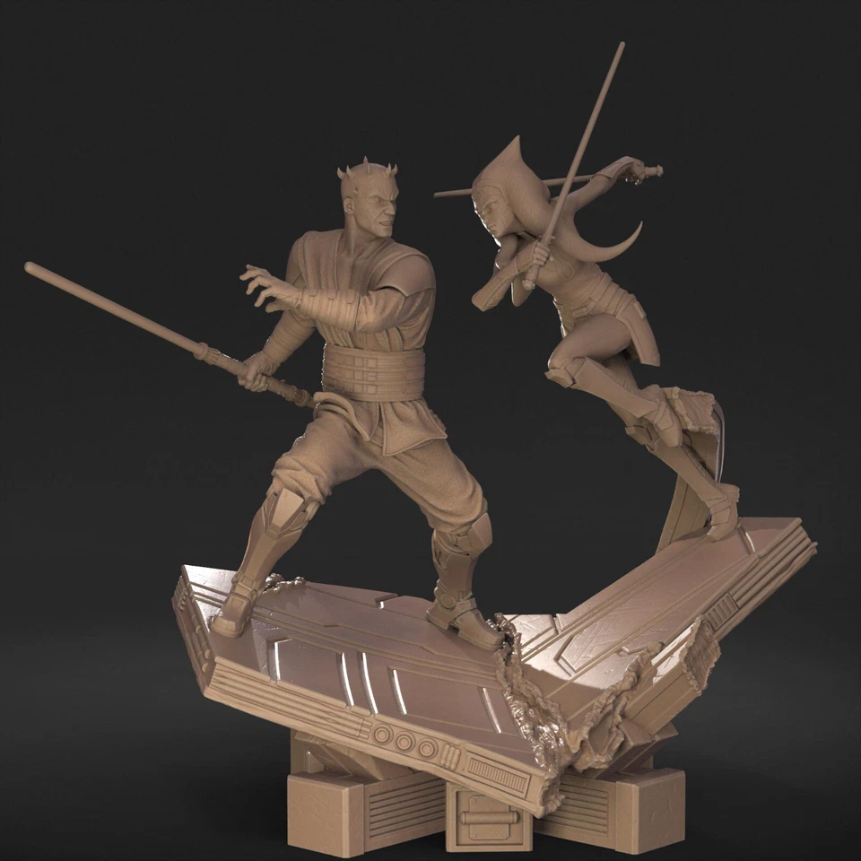 Ahsoka Tano vs. Darth Maul 3D Printed Figures, Iconic Star Wars Duel, Unpainted - Image 3 of 4