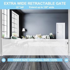 WOMHOM 120 INCH EXTRA WIDE BABY GATE FOR DOORWAYS EXTRA LONG RETRACTABLE BABY -