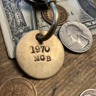 1970 MGB Solid Brass Key Fob  70 Racing British Rally UK USA
