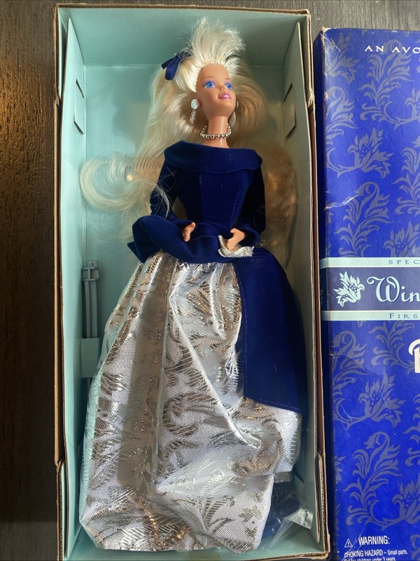 “WINTER VELVET “Vintage Barbie Doll Blue Dress From Avon 1995 ,Special  Addition