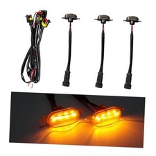 Dickno 3PCS Car Grille Lights, Bright Amber LED Grill Lights 3 PCS Black Yellow